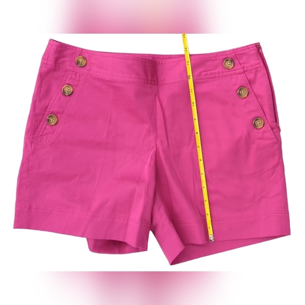 ANN Taylor Signature Pink High Waisted Sailor Shorts Sz 4 Double Button Summer - Picture 5 of 9